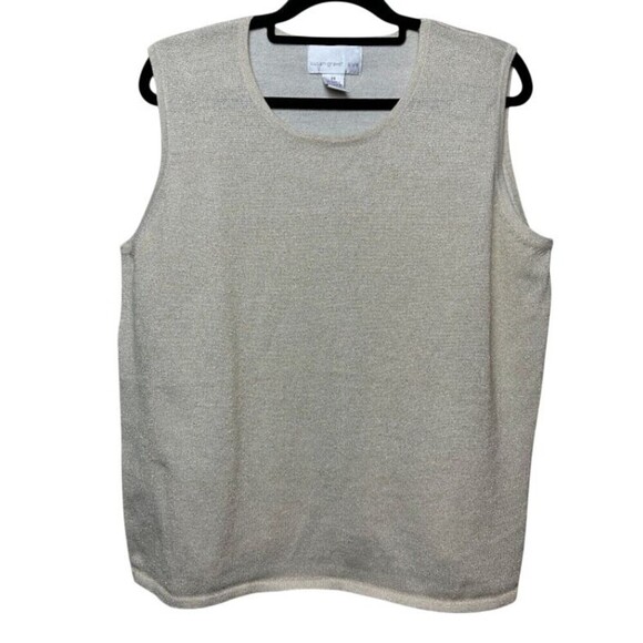 2/$30 Susan Graver Sleeveless Sweater Top Womens 2X Gold Metallic Neutral Office - Picture 1 of 9